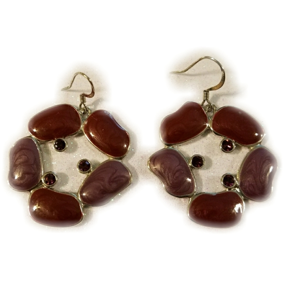 BUNDLE FREEBIE!Burgundy/Lilac Metal Swirl Earrings